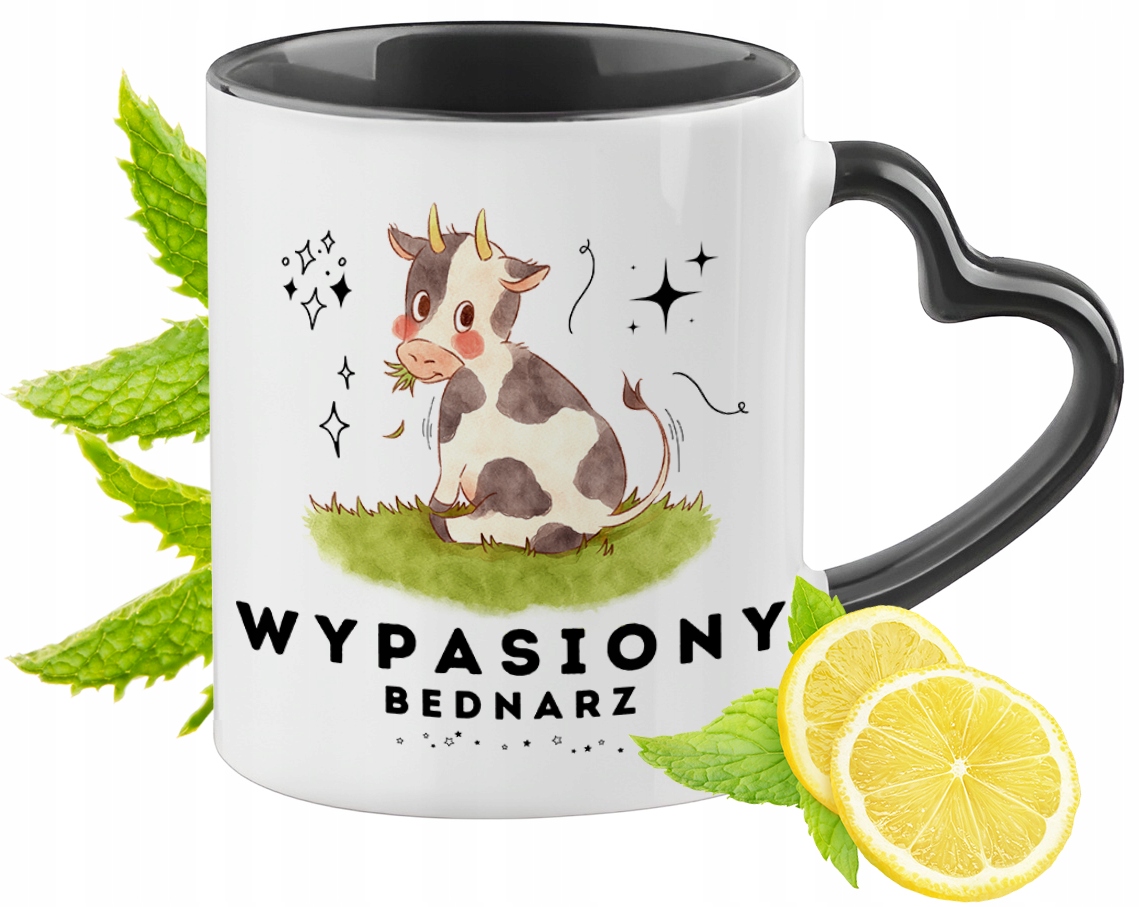 Kubek Czarny Z Uszkiem W Kształcie Serca Dla Bednarza Na Prezent