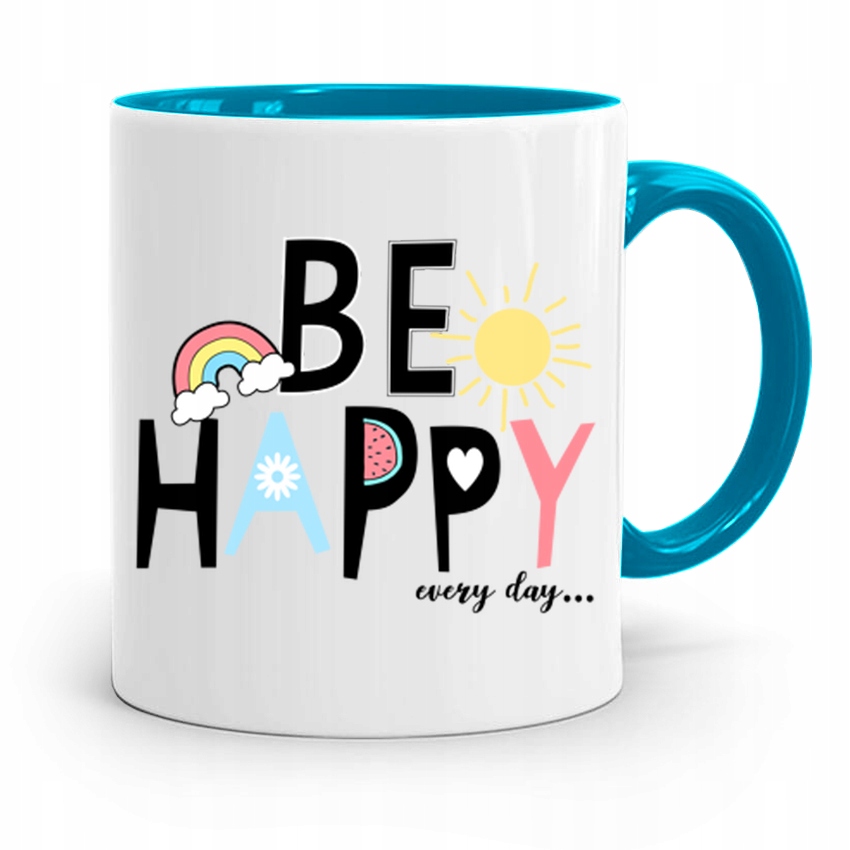 Kubek Błękitny Prezent Dzień Dziecka Be Happy Z Nadrukiem Ze Zdjęciem