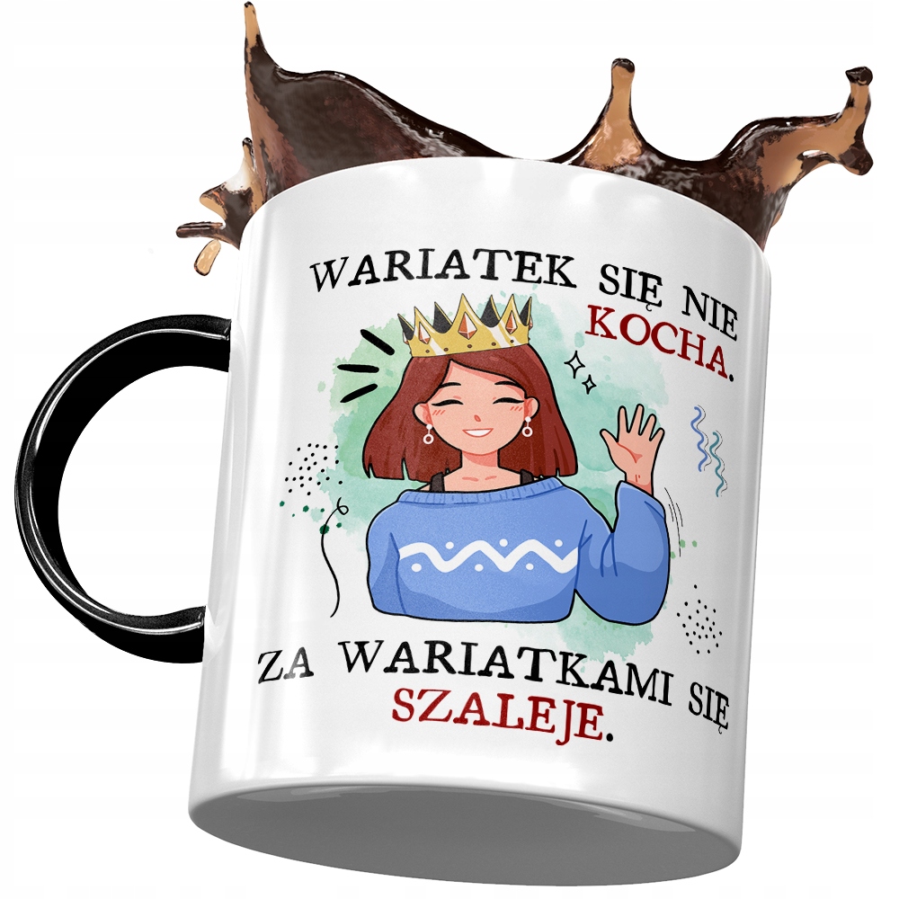 Kubek Czarny Śmieszny Wariatek Się Nie Kocha Z Nadrukiem Ze Zdjęciem