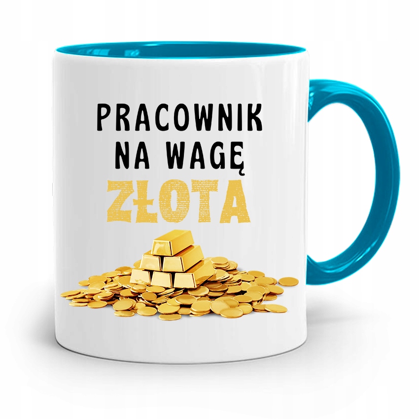 Pracownika Robotnika Kubek Błękitny Na Wagę Złota Z Nadrukiem Ze Zdjęciem