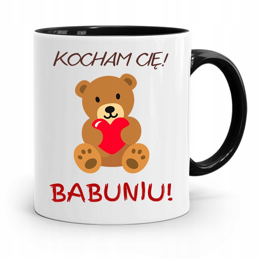 Kubek Czarny Dzień Babci Kocham Cię Babciu! Z Nadrukiem Ze Zdjęciem