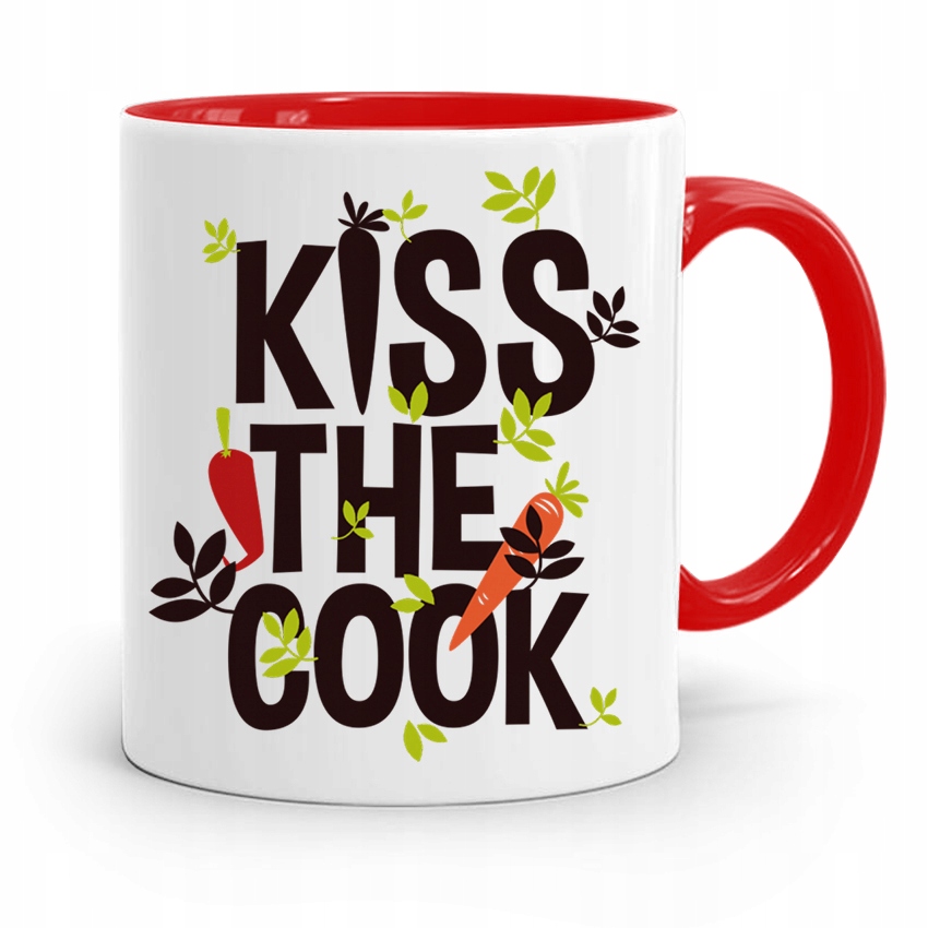 Kubek Czerwony Dla Kucharza Kucharki Kiss The Cook Z Nadrukiem Ze Zdjęciem