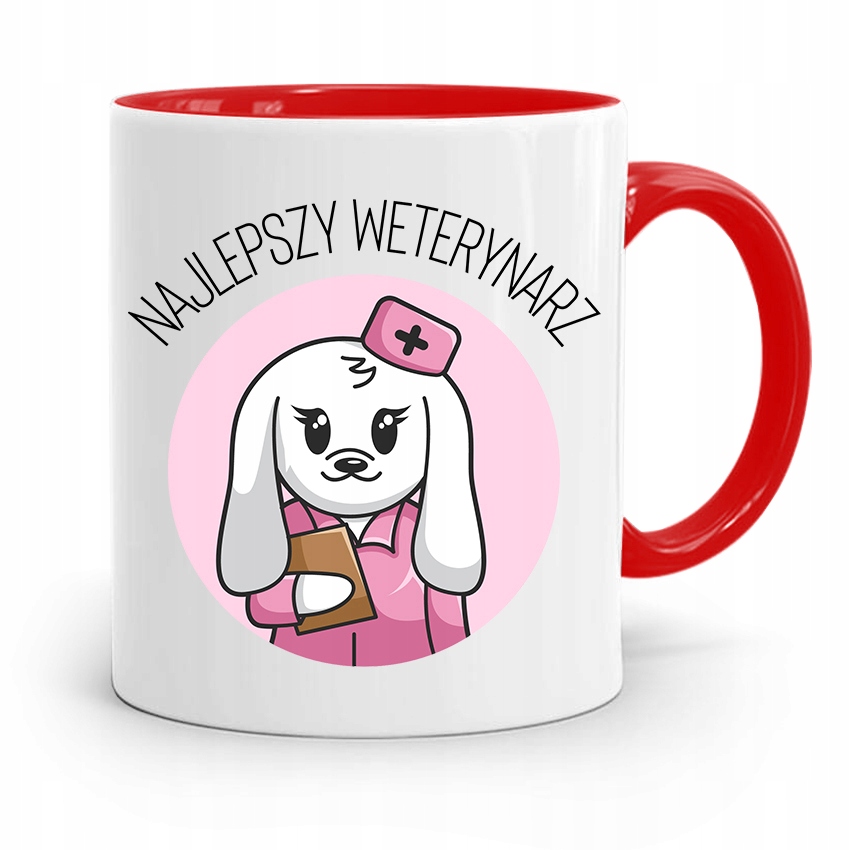 Kubek Czerwony Weterynarza Najlepszy Weterynarz Z Nadrukiem Ze Zdjęciem