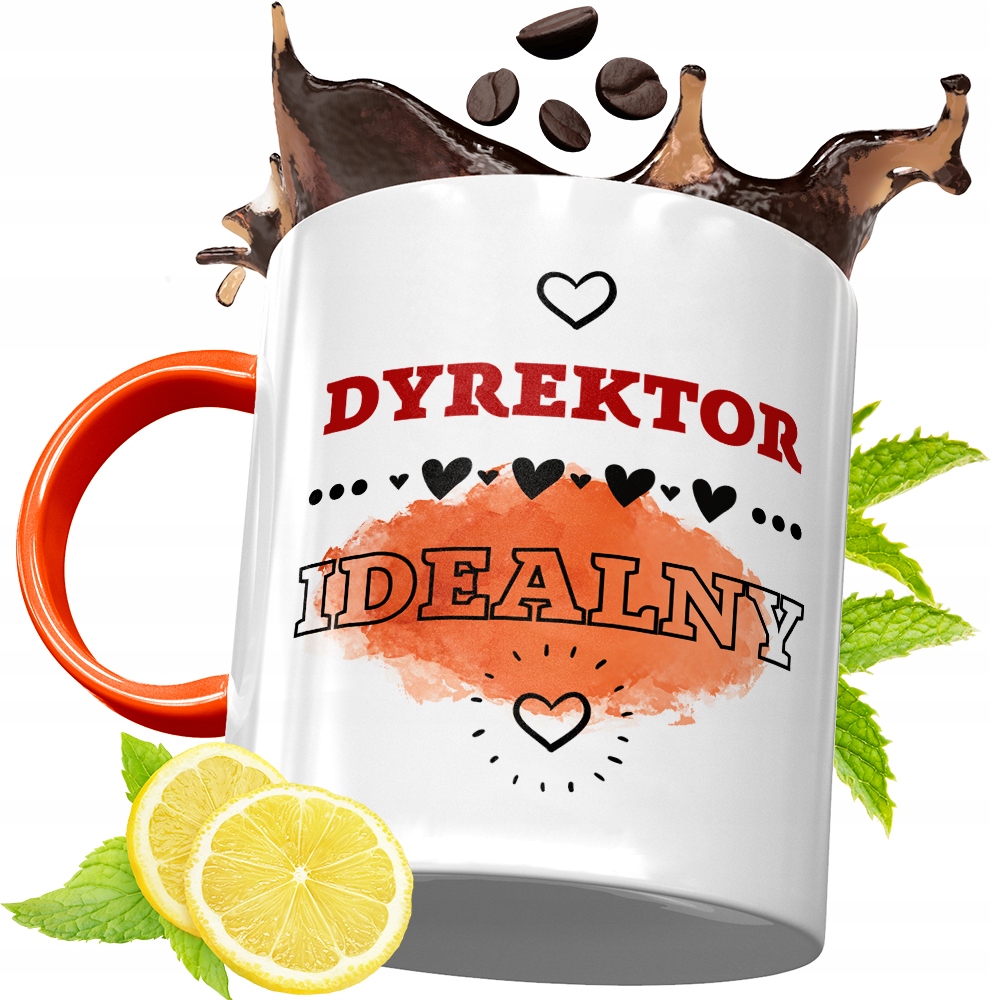 Kubek Pomarańczowy Dla Dyrektora Prezent Z Nadrukiem Ze Zdjęciem