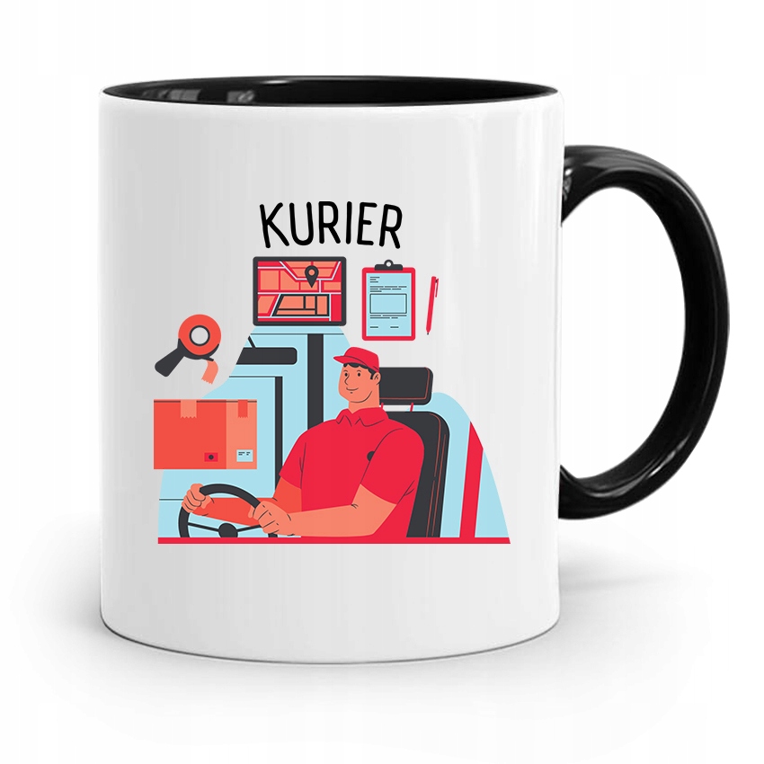 Kubek Czarny Dla Kuriera Najlepszy Kurier Prezent Z Nadrukiem Ze Zdjęciem