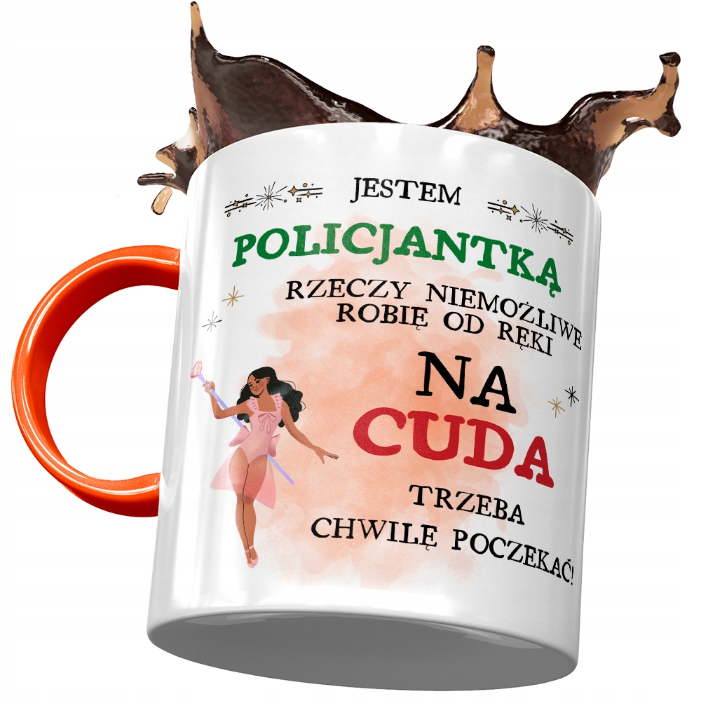 Kubek Pomarańczowy Dla Policjantki Prezent Z Nadrukiem Ze Zdjęciem