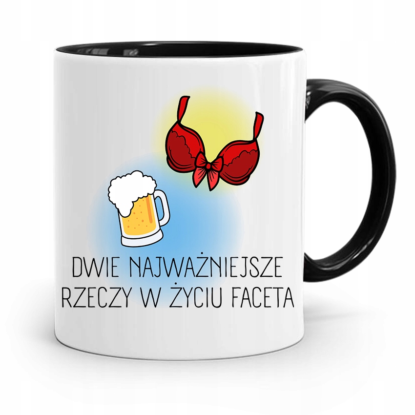Kubek Czarny Śmieszny Zabawny Dwie Najważniejsze Z Nadrukiem Ze Zdjęciem