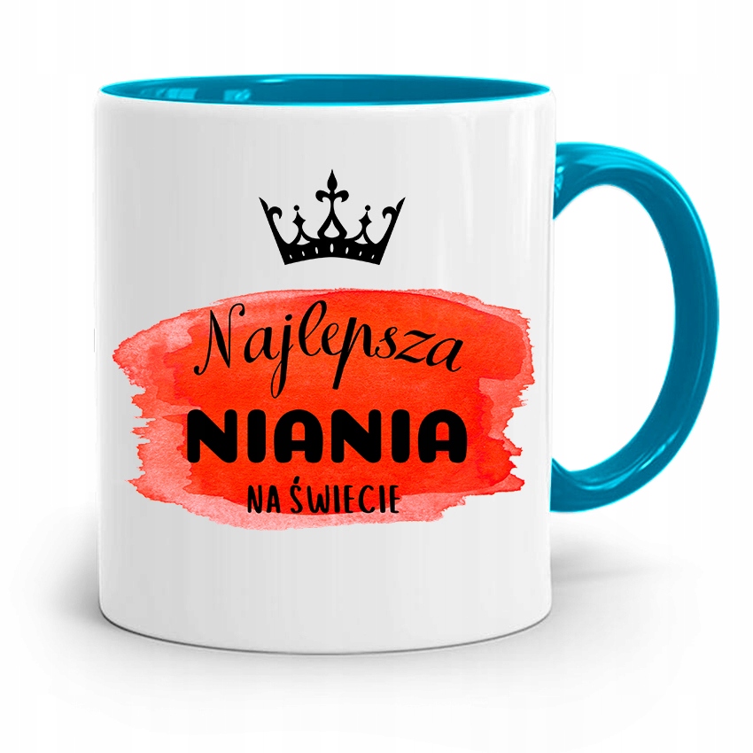 Dla Niani Opiekunki Kubek Błękitny Na Prezent Z Nadrukiem Ze Zdjęciem