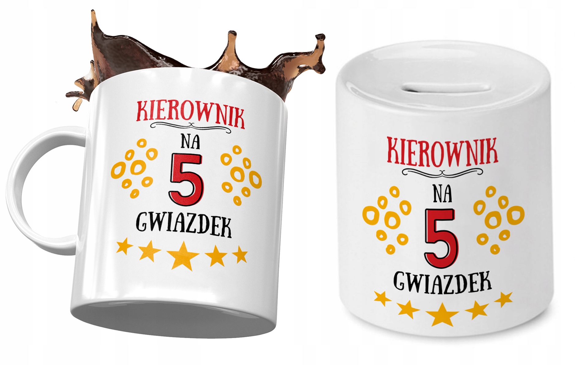 Dla Kierownika Zestaw Kubek + Skarbonka Na Prezent Z Nadrukiem Ze Zdjęciem