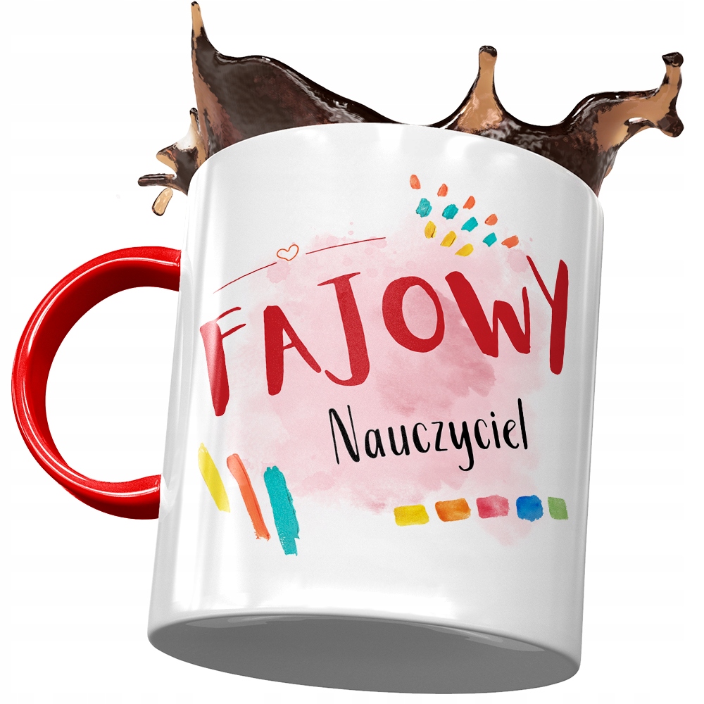 Kubek Czerwony Dla Nauczyciela Fajowy Nauczyciel Z Nadrukiem Ze Zdjęciem