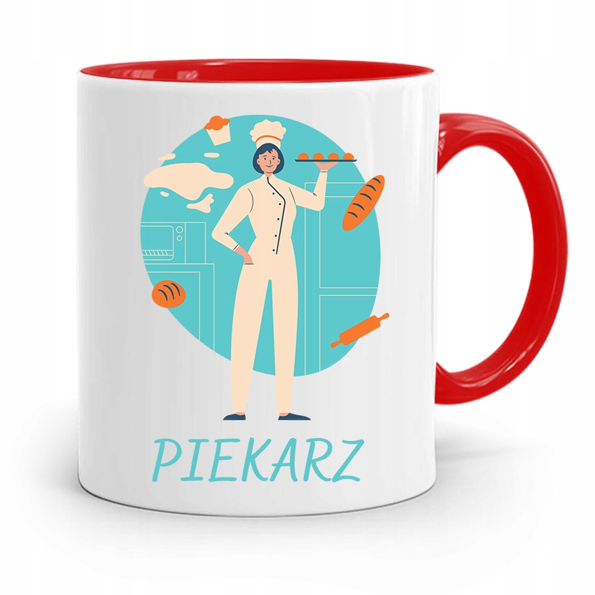 Kubek Czerwony Dla Kucharza Kucharki Piekarz Z Nadrukiem Ze Zdjęciem
