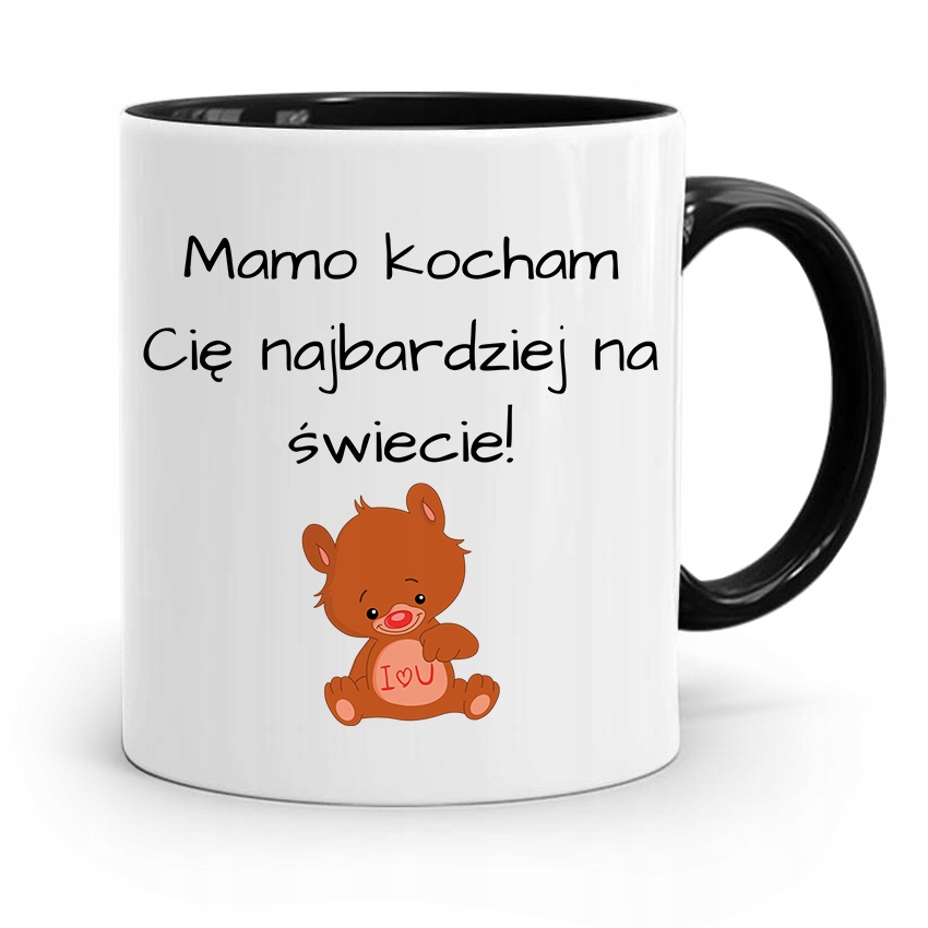 Kubek Czarny Prezent Dla Mamy Mamo Kocham Cię Z Nadrukiem Ze Zdjęciem
