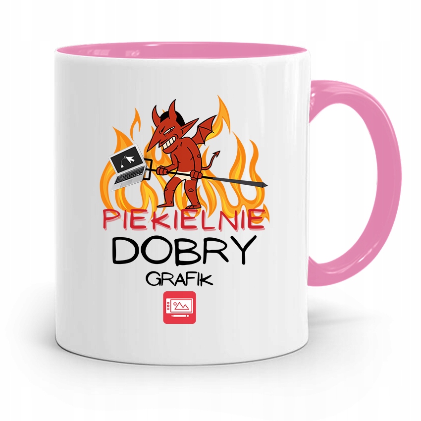 Kubek Różowy Dla Grafika Piekielnie Dobry Grafik Z Nadrukiem Ze Zdjęciem