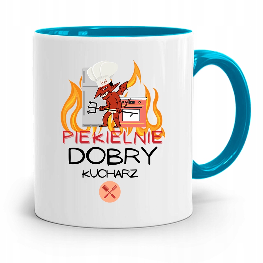 Kubek Błękitny Dla Piekelnie Dobrego Kucharza Z Nadrukiem Ze Zdjęciem