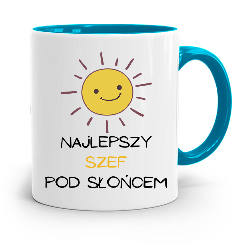 Kubek Błękitny Dla Szefa Najlepszy Pod Słońcem Z Nadrukiem Ze Zdjęciem