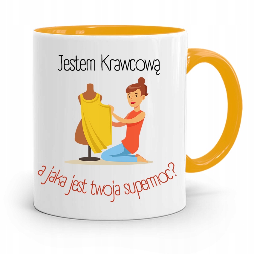 Kubek Żółty Krawcowej Jestem Krawcową Prezent Z Nadrukiem Ze Zdjęciem
