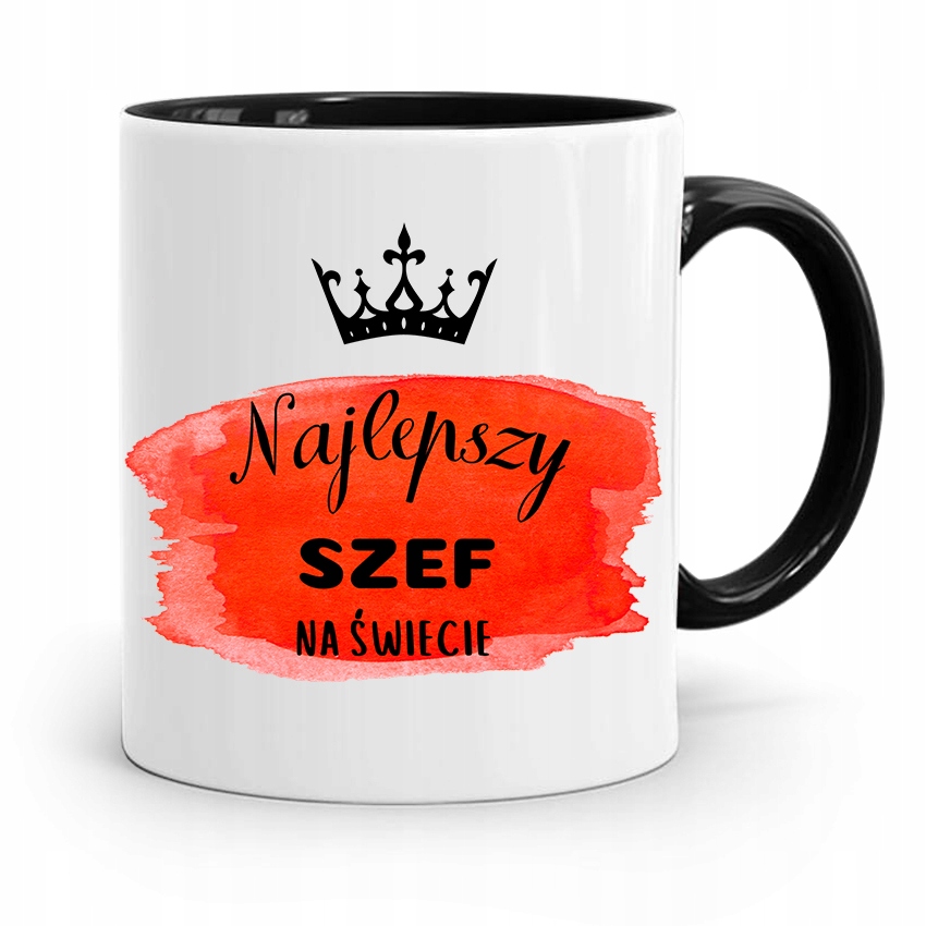 Kubek Czarny Prezent Najlepszy Szef Na Świecie Z Nadrukiem Ze Zdjęciem