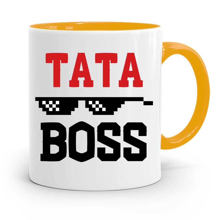 Kubek Żółty Dzień Ojca Dla Taty Tata Boss Z Nadrukiem Ze Zdjęciem