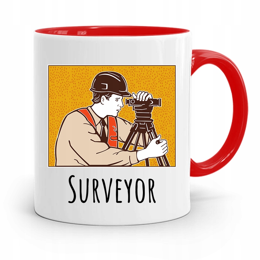 Kubek Czerwony Dla Geodety Super Surveyor Z Nadrukiem Ze Zdjęciem