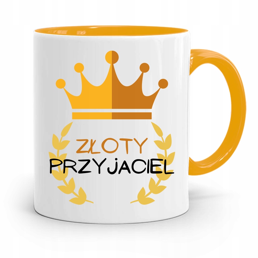 Kubek Żółty Dla Przyjaciela Złoty Przyjaciel Z Nadrukiem Ze Zdjęciem