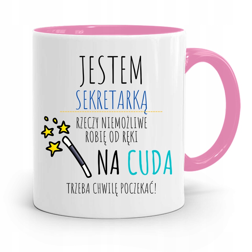 Kubek Różowy Prezent Dla Sekretarki Jestem Z Nadrukiem Ze Zdjęciem