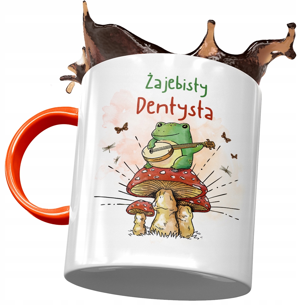 Kubek Pomarańczowy Dla Dentysty Żajebisty Dentysta Z Nadrukiem Ze Zdjęciem