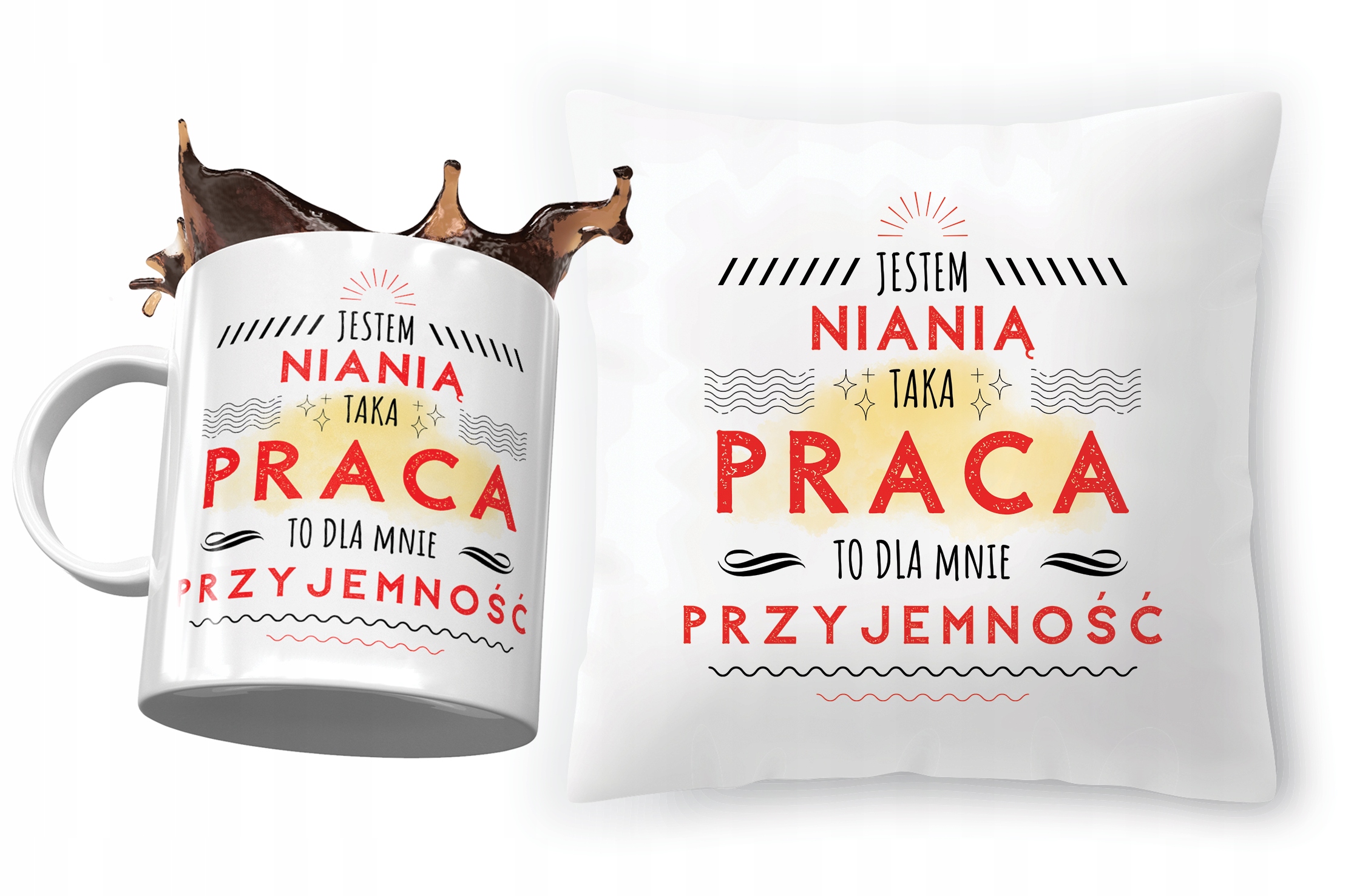 Zestaw Dla Niani Poduszka + Kubek Na Prezent Z Nadrukiem Ze Zdjęciem