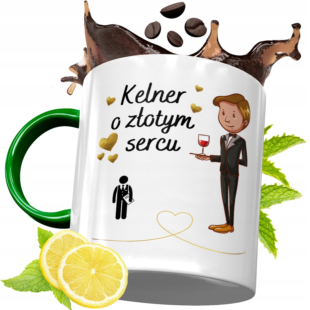 Kubek Zielony Dla Kelnera Kelnerki Na Prezent Z Nadrukiem Ze Zdjęciem