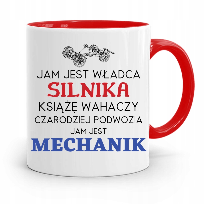 Kubek Czerwony Mechanika Jam Jest Władca Silnika Z Nadrukiem Ze Zdjęciem