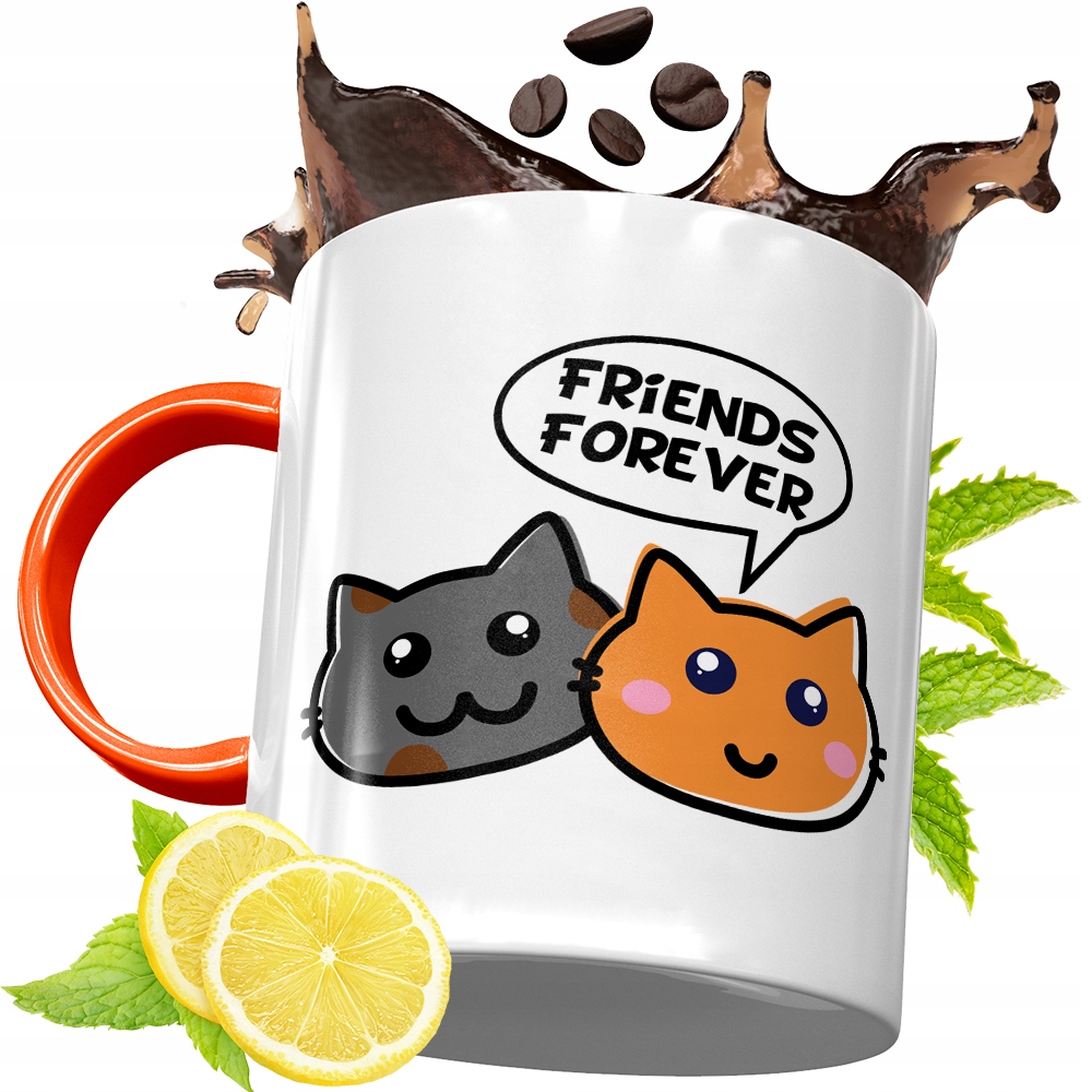 Kubek Pomarańczowy Dla Przyjaciela Przyjaciółki Z Nadrukiem Ze Zdjęciem