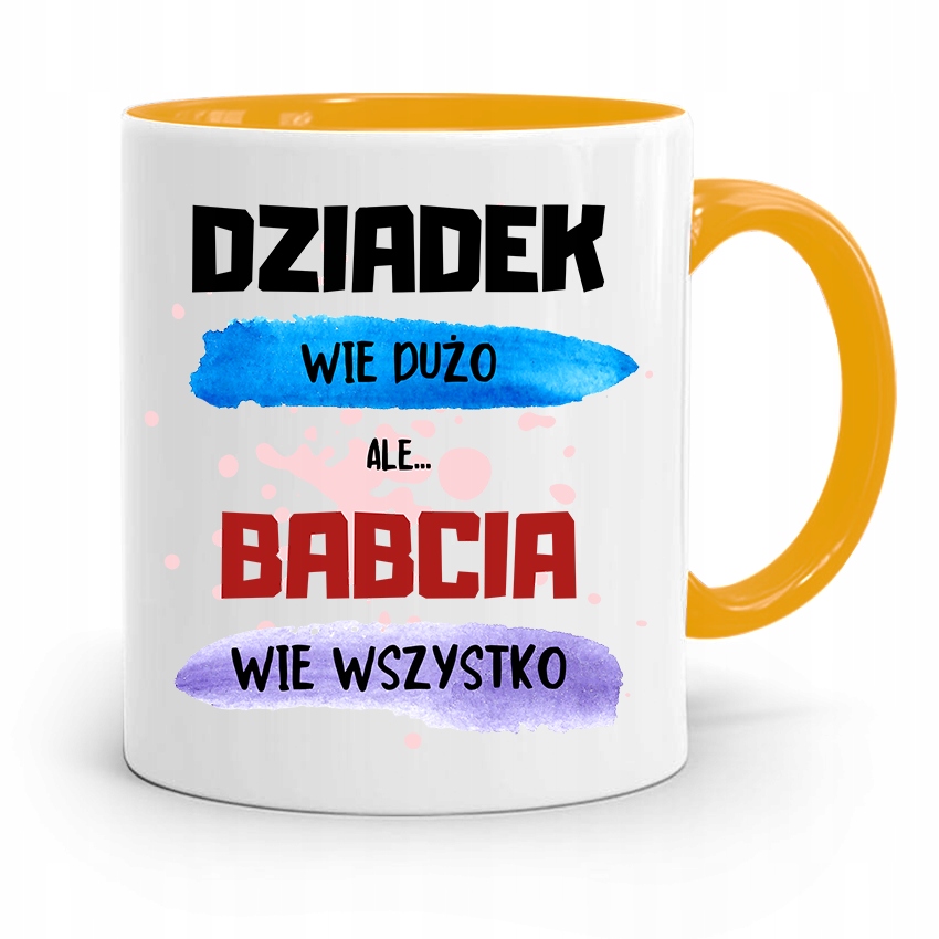 Kubek Żółty Dzień Babci Babcia Wie Wszystko Z Nadrukiem Ze Zdjęciem