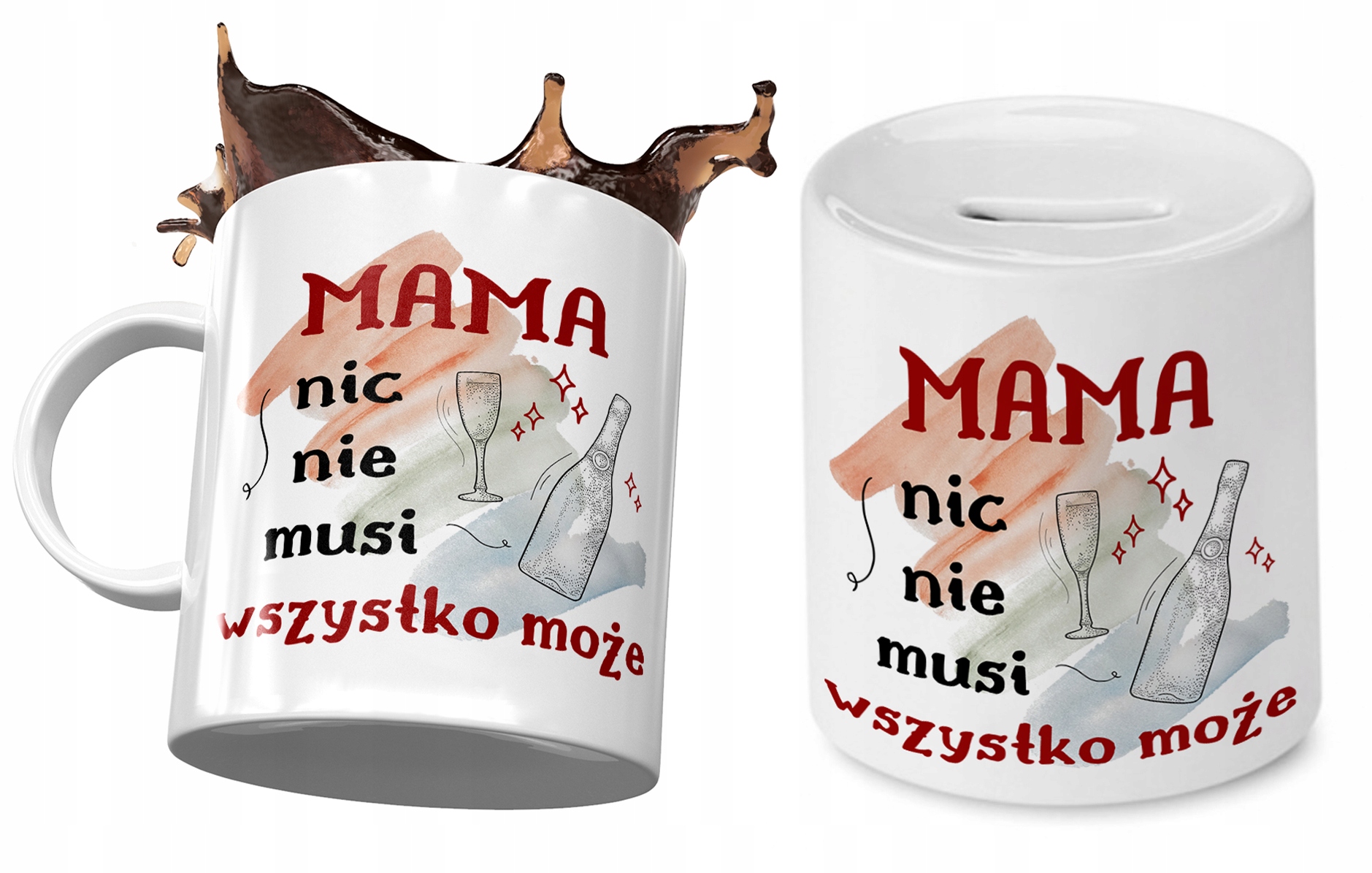 Dla Mamy Zestaw Kubek + Skarbonka Prezent Z Nadrukiem Ze Zdjęciem