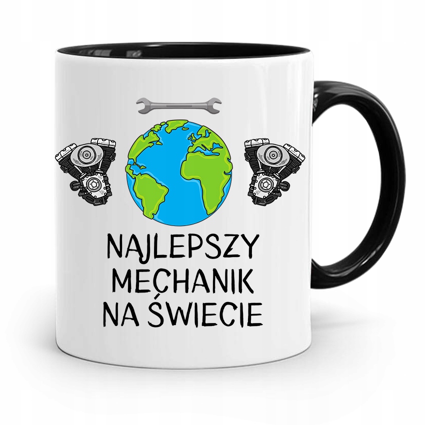 Kubek Czarny Prezent Mechanika Najlepszy Mechanik Z Nadrukiem Ze Zdjęciem