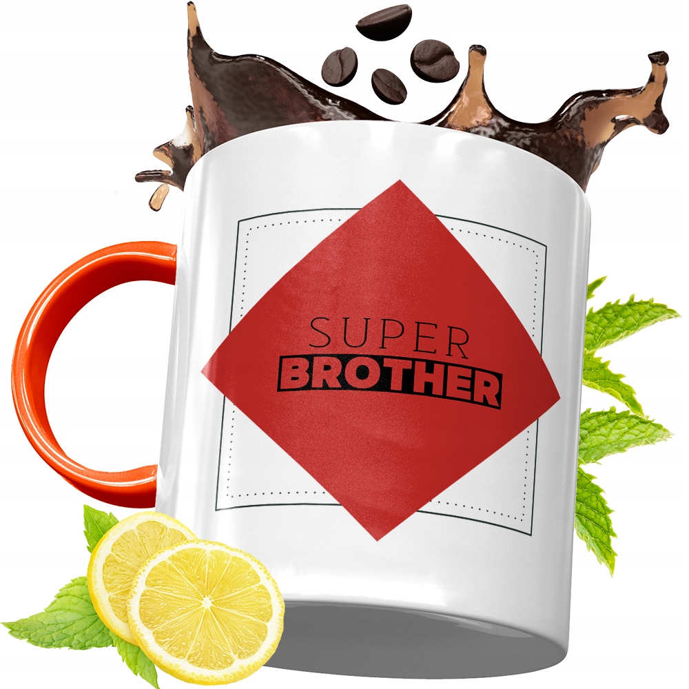 Kubek Pomarańczowy Dla Brata Braciszka Na Prezent Z Nadrukiem Ze Zdjęciem