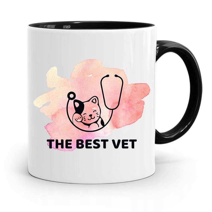 Kubek Czarny Prezent Dla Weterynarza The Best Vet Z Nadrukiem Ze Zdjęciem