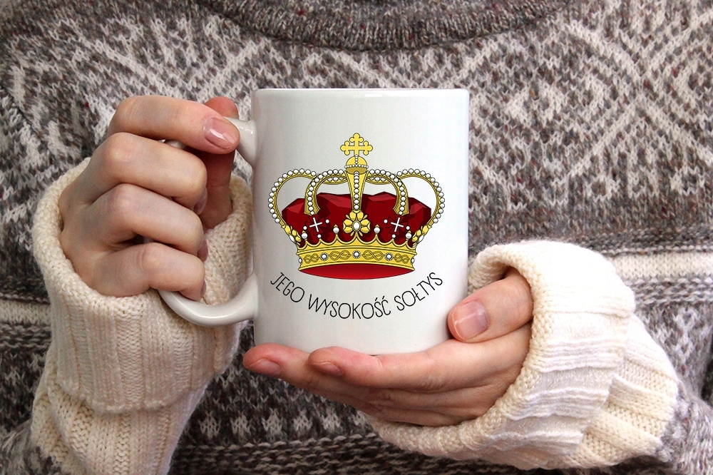 Dla Sołtysa Kubek Błękitny Sołtys Samiec Alfa Z Nadrukiem Ze Zdjęciem