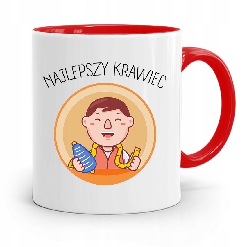 Kubek Czerwony Krawca Krawcowej Najlepszy Krawiec Z Nadrukiem Ze Zdjęciem