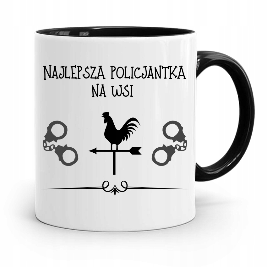 Kubek Czarny Dla Najlepszej Policjantki Na Wsi Z Nadrukiem Ze Zdjęciem