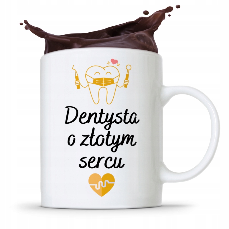 Kubek Prezent Dla Dentysty O Złotym Sercu Z Nadrukiem Ze Zdjęciem