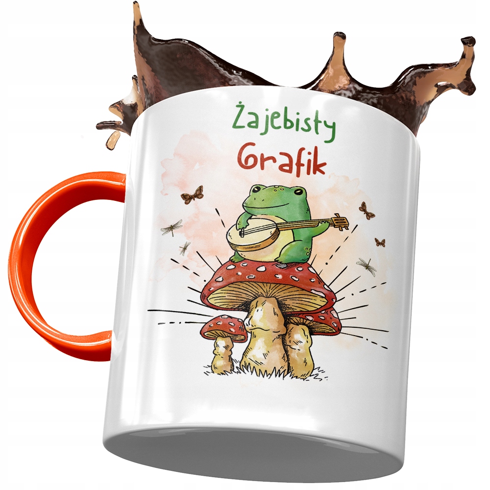 Kubek Pomarańczowy Dla Grafika Żajebisty Grafik Z Nadrukiem Ze Zdjęciem