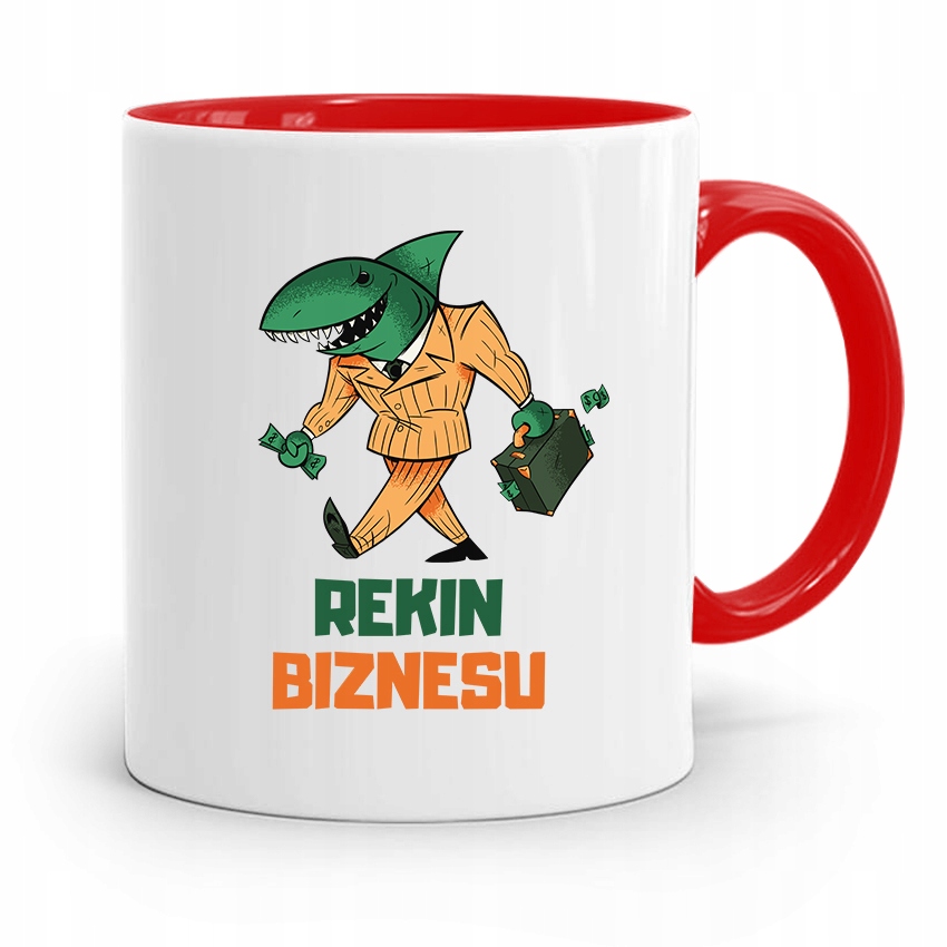 Kubek Czerwony Dla Kierownika Bossa Rekin Biznesu Z Nadrukiem Ze Zdjęciem