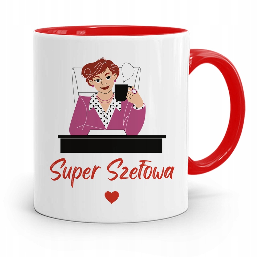 Kubek Czerwony Dla Szefowej Super Szefowa Prezent Z Nadrukiem Ze Zdjęciem