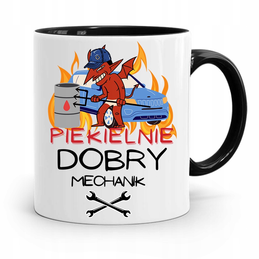 Kubek Czarny Prezent Mechanika Piekielnie Dobry Z Nadrukiem Ze Zdjęciem