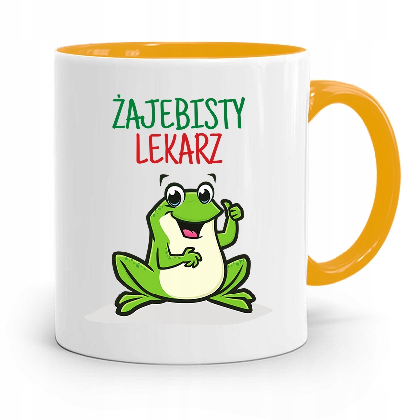 Kubek Żółty Dla Doktora Doktor Żajebisty Lekarz Z Nadrukiem Ze Zdjęciem