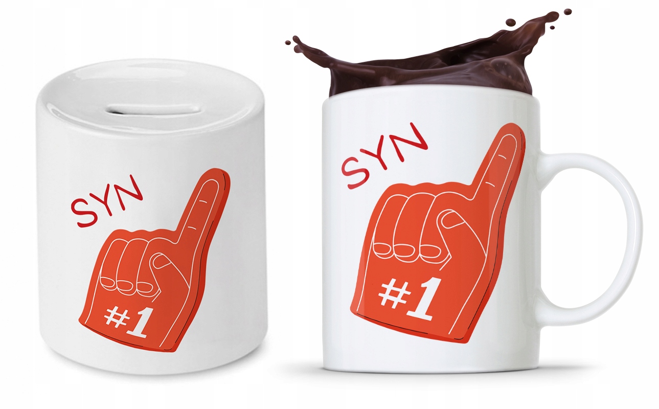 Zestaw Dla Syna Dziecka Prezent Kubek + Skarbonka Z Nadrukiem Ze Zdjęciem