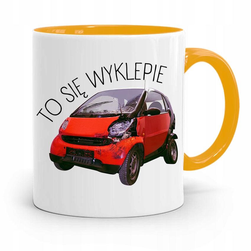 Kubek Żółty Prezent Dla Mechanika To Się Wyklepie Z Nadrukiem Ze Zdjęciem