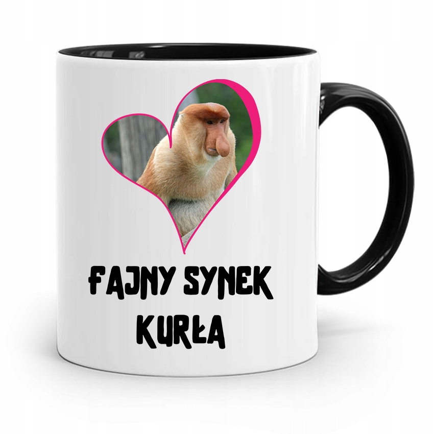 Kubek Czarny Prezent Dla Syna Fajny Synek Kurła Z Nadrukiem Ze Zdjęciem