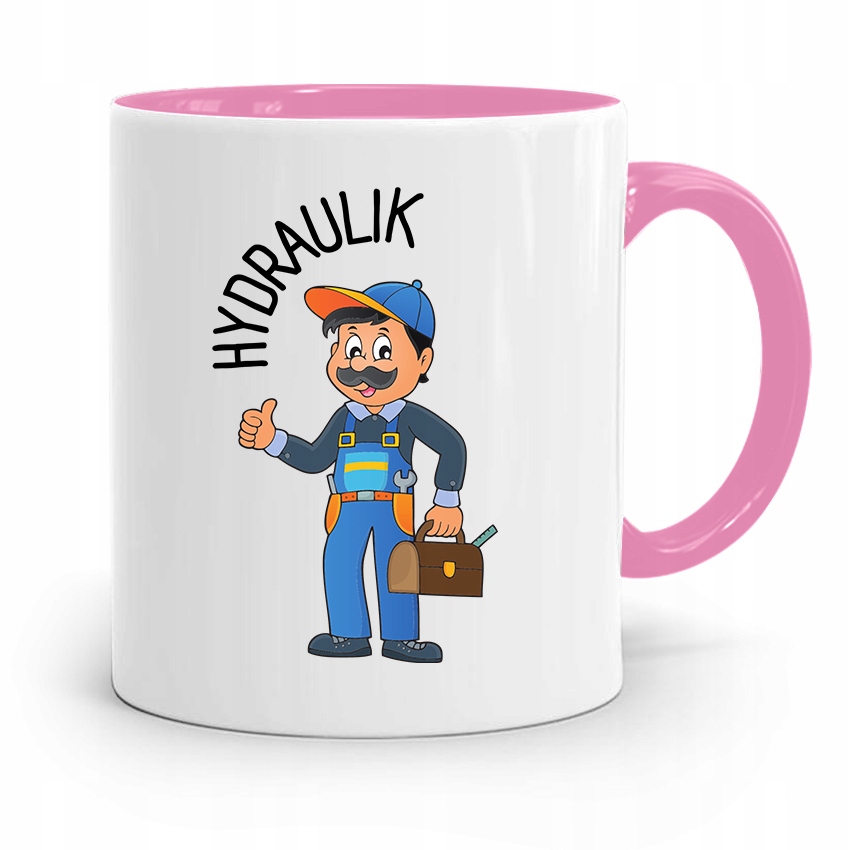 Kubek Różowy Prezent Dla Najlepszego Hydraulika Z Nadrukiem Ze Zdjęciem