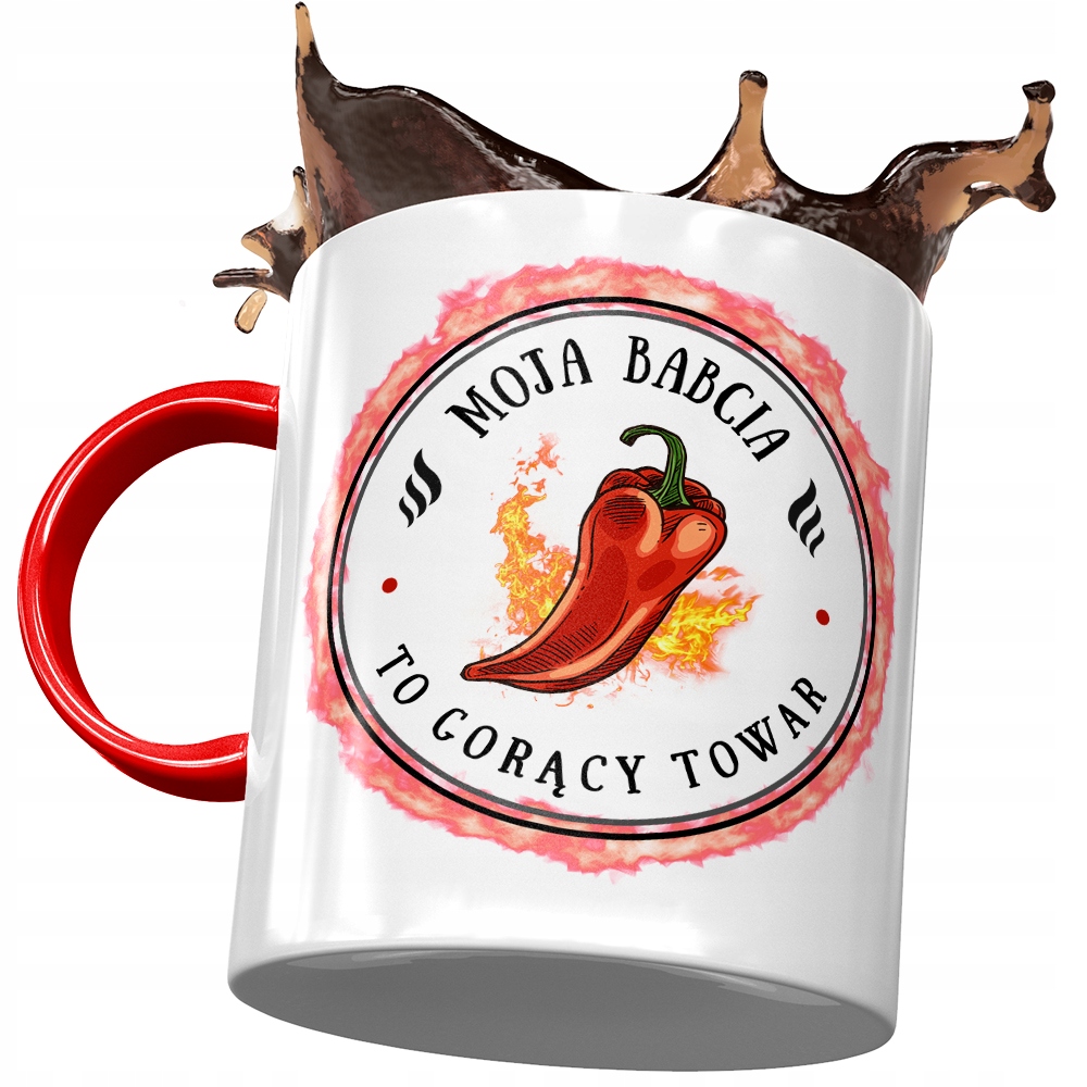 Kubek Czerwony Dla Babci Babuni Na Dzień Babci Z Nadrukiem Ze Zdjęciem