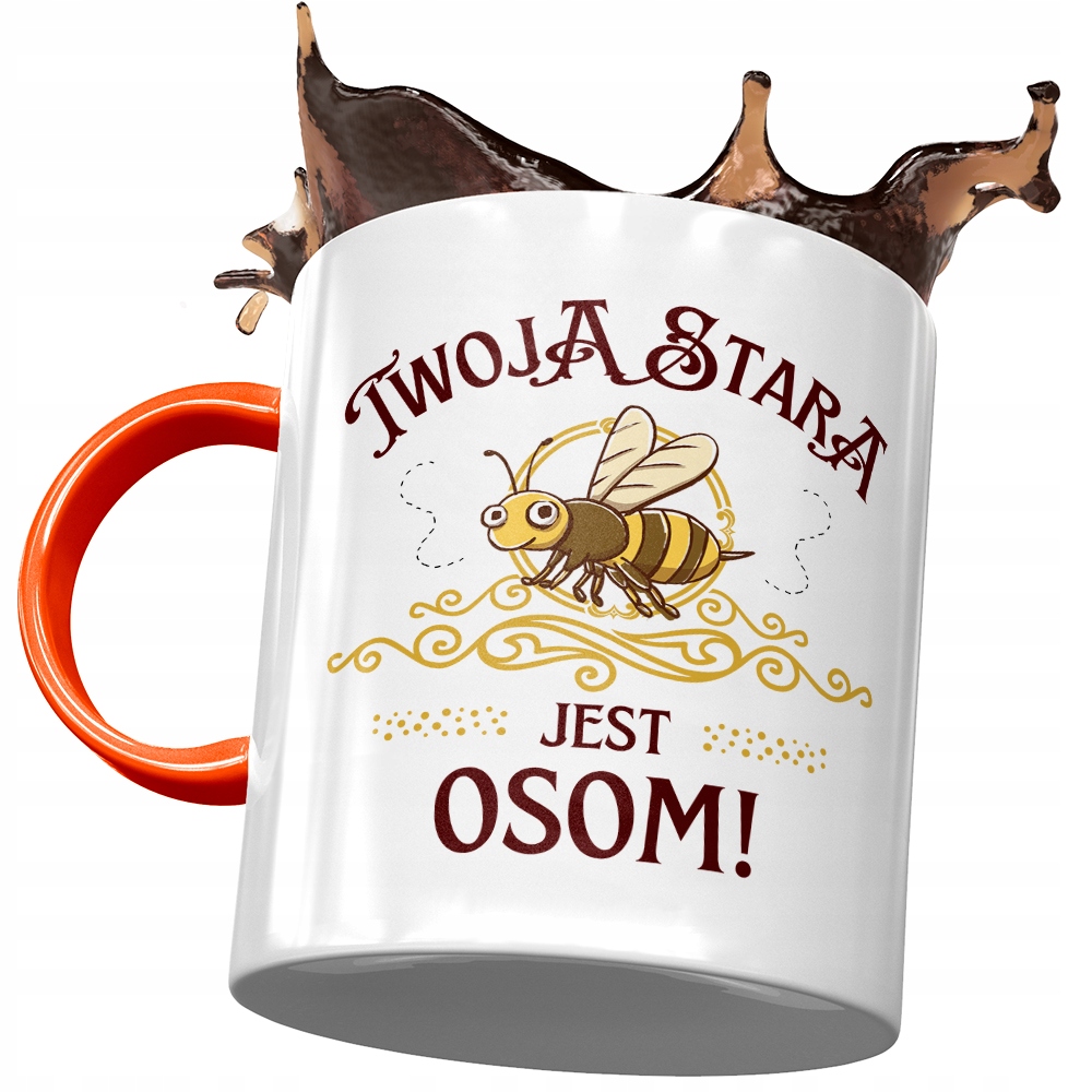 Kubek Pomarańczowy Dla Twojej Starej Na Prezent Z Nadrukiem Ze Zdjęciem